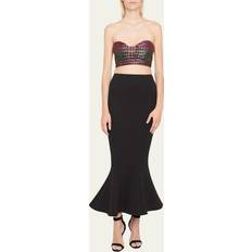 Balmain Black Flared Midi Skirt 0Pa Noir FR