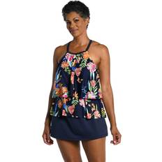 Blue Tankinis Maxine Women's High Neck Tiered Tankini Swimsuit