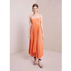 A.L.C. Hollie Cutout Plissé-Satin Midi Dress - Orange