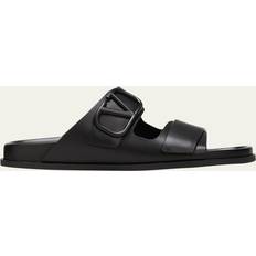 Valentino Garavani Dame Badesandaler Valentino Garavani Læder Logo Tøffel Åben Tå - Sort