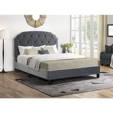 Best queen bed frame Best Master Furniture Hamin Gray Velvet Queen