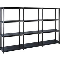 Black Shelving Systems vidaXL Storage 4-Tier Shelving System