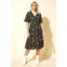 Roman Floral Spot Wrap Midi Dress