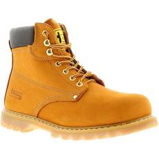 Beige Regenlaarzen Mens Lace Up Steel Toe Cap Safety Boots - Tan Brown