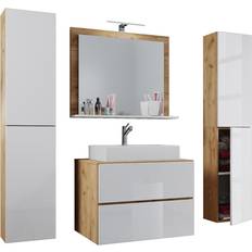 Waschbecken für Einzelhandwaschbecken VCM Badmöbel-Set Lendas XL 915301 Honig-Eiche