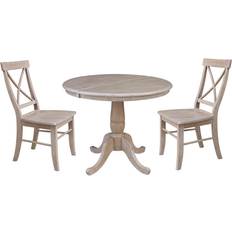 Gray Dining Sets International Concepts 3-Piece Solid Dining Set 3