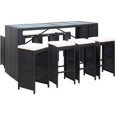 Noir Ensembles de Bar d'Extérieur vidaXL 9 Piece Outdoor Set Poly Rattan Black Ensemble de Bar d'Extérieur