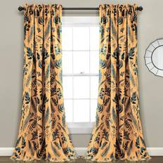 Lush Decor Devonia Allover Light Filtering Window Curtain Panel Pair 52 W x 95 L Yellow Blue 132.08x241.3cm
