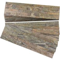 Brown Floor Tiles Aspect Peel and Stick Stone Overlay Kitchen Backsplash Weathered Quartz Approx. 15 sq Kit Tile Backsplash