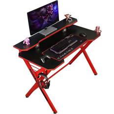 Gaming pc desk JJS 48 Office Gaming Computer Desk with Removable Monitor Stand X Shaped Large Gamer Workstation PC with Cup Holder