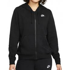 Solid Colors - Women Tops NIKE Sportswear Club Fleece Full-Zip Hoodie - Black/White