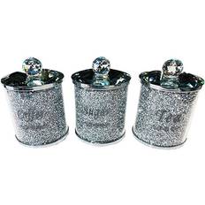 Silver Kitchen Storage Value for Money Fabulous Diamond Crushed & Crystal Filled Kitchen Storage 3pcs