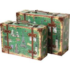 Leather Suitcase Sets Vintiquewise Vintage Style European Luggage Suitcase, Set 2