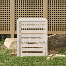 vidaXL Compostbak 63.5 x 63.5 x 77.5 cm Massief Grenenhout Wit
