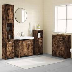 vidaXL Set De Muebles Baño 4 Pzas Madera Contrachapada Roble Ahumado