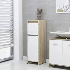 Particleboard Wall Bathroom Cabinets vidaXL Bathroom Cabinet White Washroom Cupboard Unit