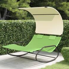 Vert Chaises longues vidaXL Chaise Longue Double À Bascule Avec Vert et Crème