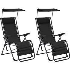 Chaises longues vidaXL 2x Chaises Pliables de Terrasse Bains de Soleil d'Extérieur Chaises Longues de Terrasse Transats de Patio Jardin Plage Textilène Noir