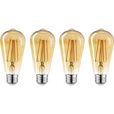 Light Bulbs Globe Electric 60W Equivalent Soft White (2150K) Vintage Edison ST19 Amber Glass Dimmable LED Light Bulb (4-Pack) 34838