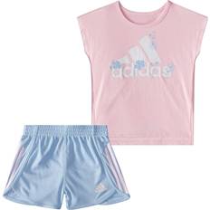 Sportswear Garment Tracksuits adidas Girl's Graphic Tee & Shorts Set - Clear Pink/Blue (FZ9623)