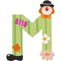 Wooden letter M, Clown