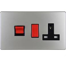 Red Wall Outlets Varilight 45A Cooker Panel 13A Switched Socket Screwless Satin Chrome XDN45PBS