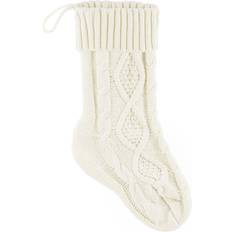 Hvite Julestrømper PartyDeco Decorative stocking, off-white, 15.5x34cm Julestrømpe