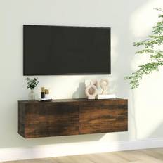 Gris Meubles Muraux vidaXL Armoire Murale TV Chêne Fumé 100x30x30 cm Meuble Mural