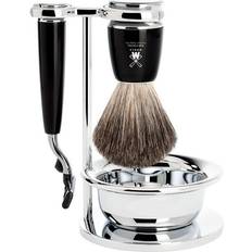 Black Shaving Sets Mühle RYTMO Black 4-Piece Pure Badger 3-Blade Razor Modern Luxury Wet Shaving Set Perfect for Every Day Use, Barbershop Quality Close Smooth Shave