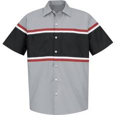 Red Kap Mens Technician Shirt - Grey Black/Redwhite