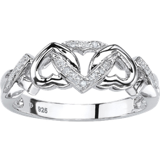 Diamond promise rings PalmBeach Interlocking Hearts Promise Ring - Silver/Diamonds