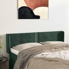 vidaXL Oreilles Meuble Chambre à Coucher Double de Cadre de Vert Foncé 147x16x78/88 cm Velours Tête de lit