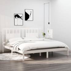 vidaXL Sängynrunko Valkoinen Täysi Mänty 180x200 cm Super King