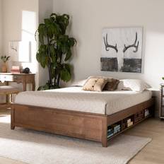 Queen rustic bed frame Baxton Studio Queen Anders Wood Bed Frame