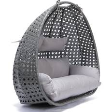 Grau Hängestühle Home Deluxe Polyrattan Hängesessel TWIN