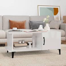 vidaXL 90 x 50 x 40 cm Konstrueret Træ Hvid Højglans Sofabord 50x90cm