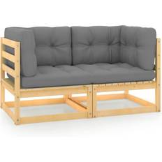 vidaXL 2 Places de Jardin Avec Coussins Sofa with Cushions Solid Wood Pine Canapé d'extérieur