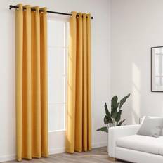 vidaXL Linen-Look Blackout Curtains with Grommets 2pcs