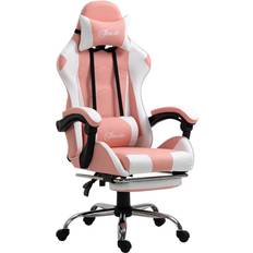 Roze - Volwassene Gamestoelen Vinsetto Gamingstoel computerstoel met verstelbare hoofdsteun ergonomisch PVC roze wit