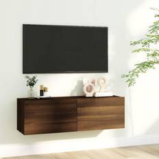 Armarios de Pared vidaXL Mueble TV Madera Contrachapada Roble Marrón 100x30x30 cm Armario de Pared