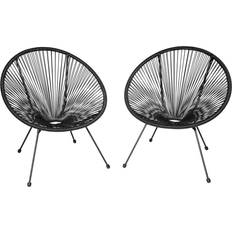 Rose Chaises de Jardin tectake Lot de 2 Chaises De Jardin Santana - Noir