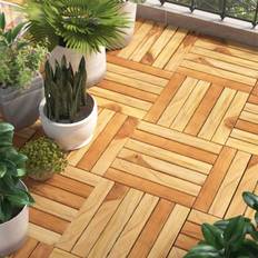 Maderas vidaXL Decking Tiles 10 pcs 30x30 cm Solid Wood Teak Vertical Pattern