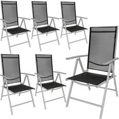 Argent Chaises de Jardin tectake Lot De 6 Chaises De Jardin Pliantes En Aluminium - Argent