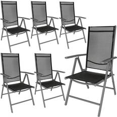 Gris Chaises de Jardin tectake Lot De 6 Chaises De Jardin Pliantes En Aluminium - Gris Anthracite