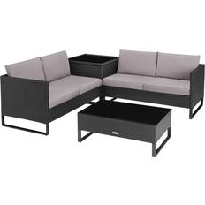 tectake black Garden rattan Outdoor Lounge Set