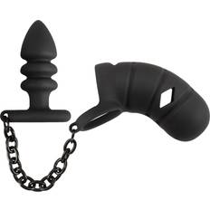 Cock Cage With Butt Plug Black