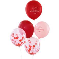 San Valentino Articoli per Feste Ginger Ray 5 Palloncini di Happy Valentine's Day rossi e rosa