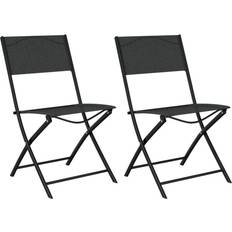 Noir Chaises de Jardin vidaXL Folding Outdoor Chairs 2 pcs Black Steel and Textilene