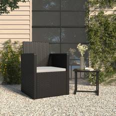 Noir Chaises de Jardin vidaXL Fauteuil De Jardin Avec Coussin Noir Résine Tressée