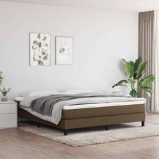 vidaXL de Lit Rembourré Lit Double Adulte Meuble de Chambre Coucher Marron Foncé 180x200x20 cm Matelas à Ressorts